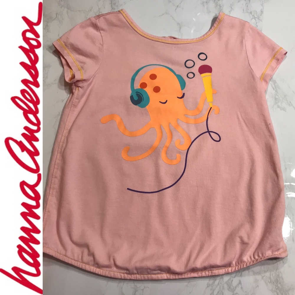 Hanna Andersson Octopus Headphones Tee w Back Bow